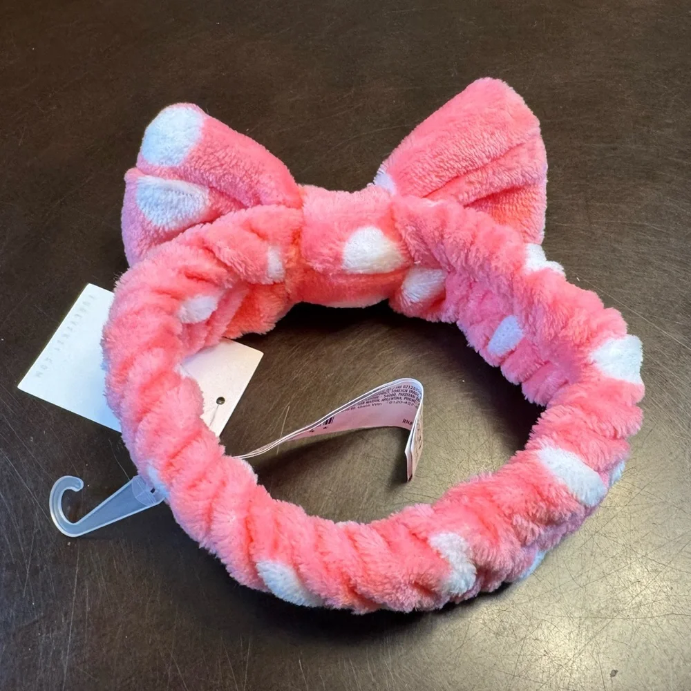 New Bow Headband Pink White